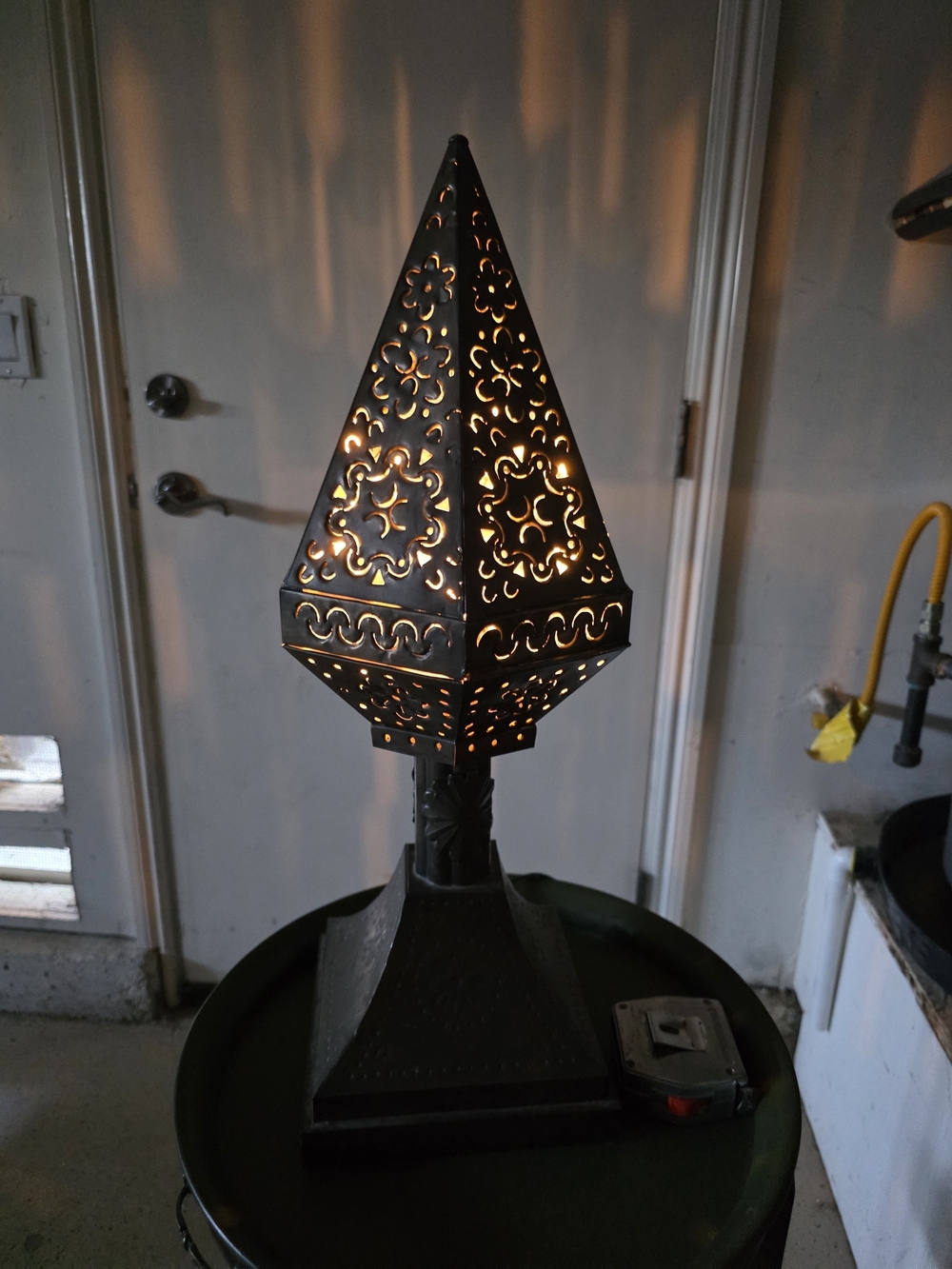 Black Decorative Metal Lantern Table Accent